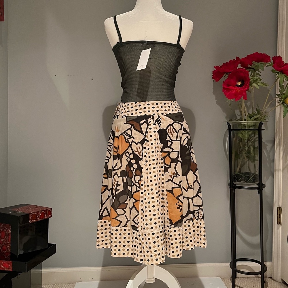 New Weekend Max Mara Floral Dot Printed Cotton Poplin Skirt Sz IT 38 US 4 NWOT - Picture 15 of 16